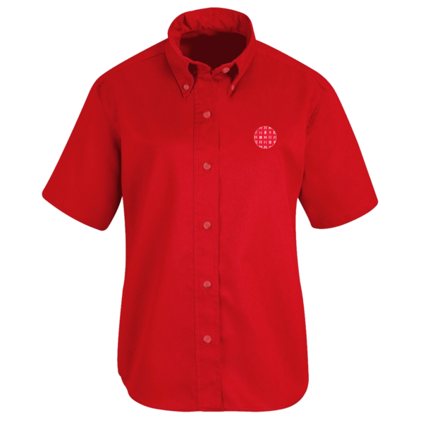 High School Short Sleeve Button Down (red or white)  - Camisa de Manga Corta