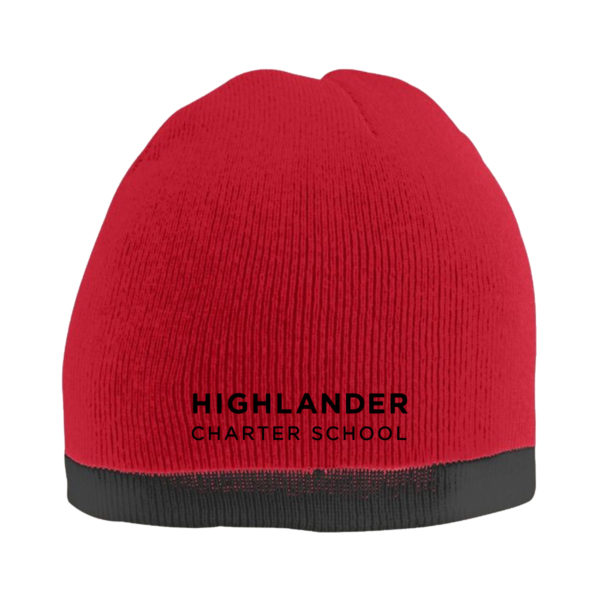 Two-Tone Knit Beanie (red with black stripe) - Gorro de punto de dos tonos